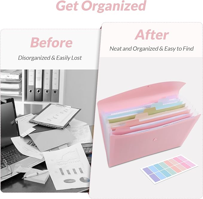 SKYDUE Cute Accordion File Organizer, Expanding File Folder - Image 7
