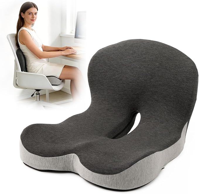 Orthopedic Seat Cushion, L-Shaped Ergonomic Memory Foam Back & Seat Support by Unknown