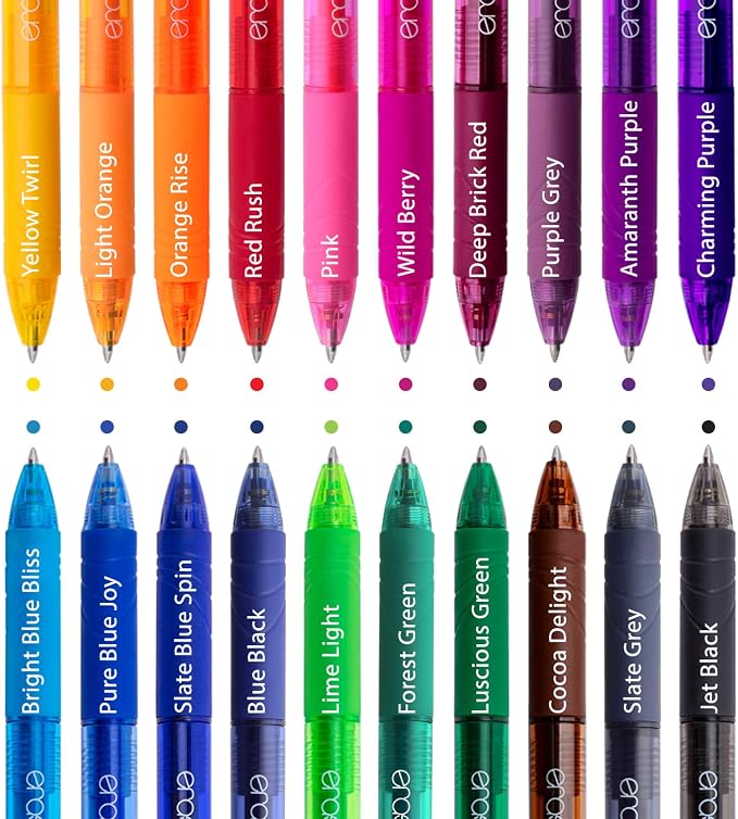 ParKoo 20 Colors Retractable Erasable Gel Pens Clicker, Fine Point 0.7 mm - Image 5