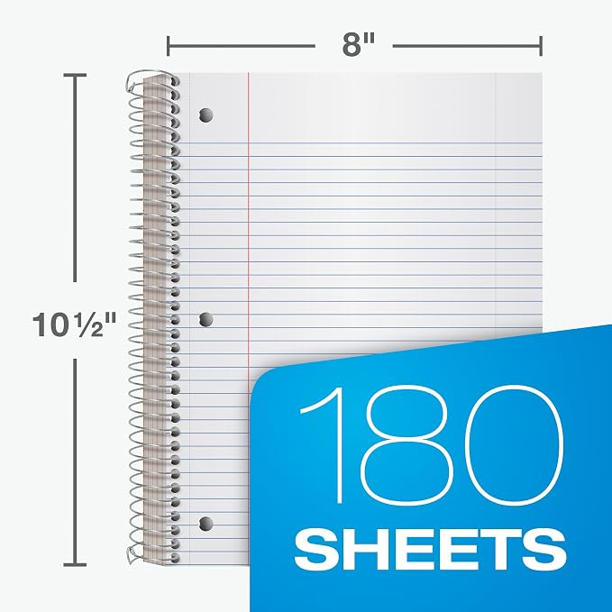 Oxford Spiral Notebooks, 3 Pack, 5 Subject, College Ruled Notebooks - Image 3