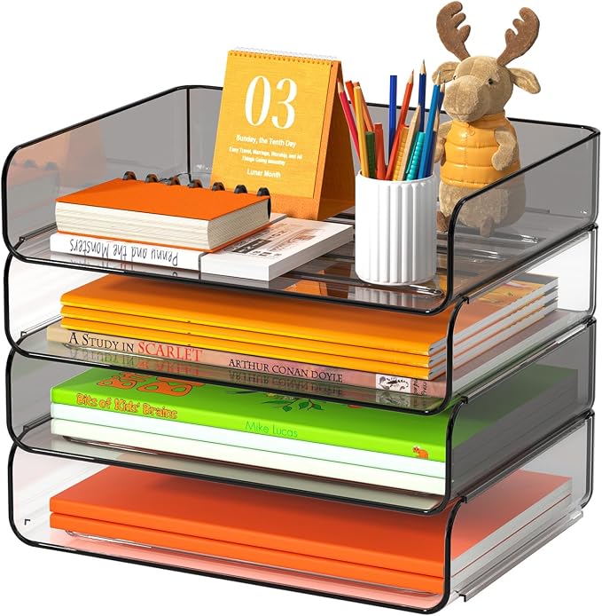 FANXIYQ 4-Tier Acrylic Paper Tray Organizer, Homework & Notebooks, Decorative by FANXIYQ