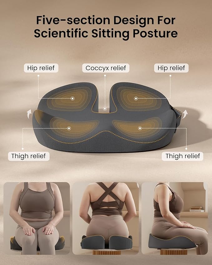 ProtoArc Extra Large Seat Cushions for Office Chairs, Ergonomic Memory Foam Seat Cushion for Home, Extra Cover, Car Seat Cushions for Driving, Pressure Relief Pad for Sciatica - Dark Gray-DeskLoop Office