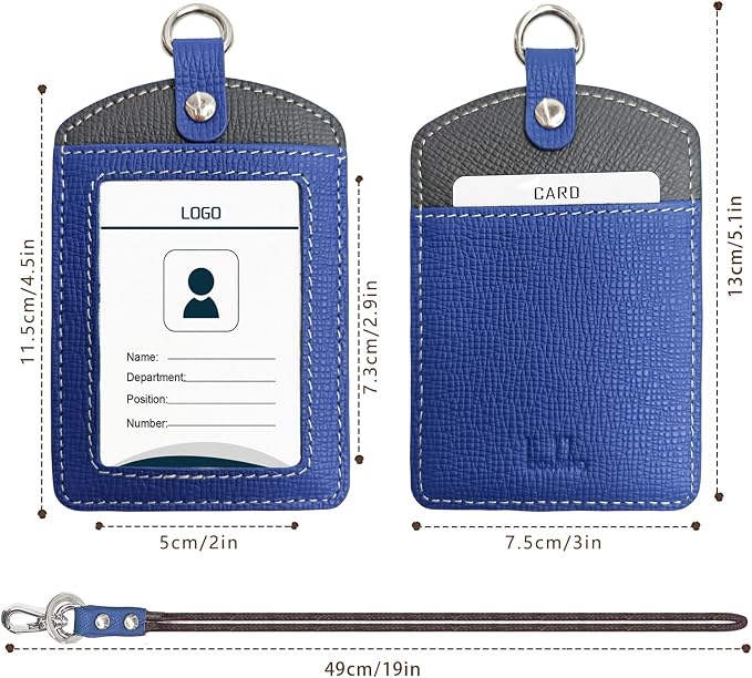 Badge Holder: Boshiho Cowhide Leather ID Badge Card Holder - Image 4