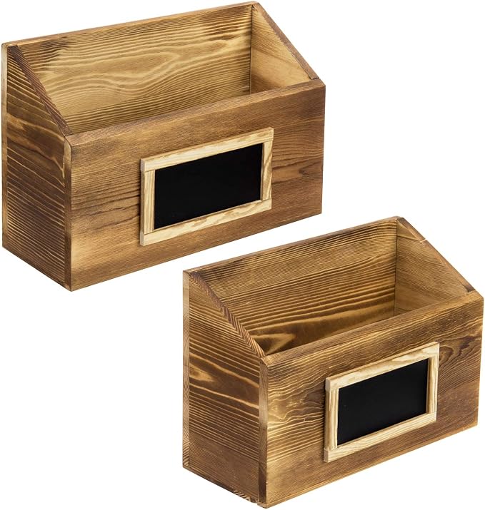 MyGift Rustic Burnt Wood Wall Mounted Mail, File & Magazine Holder Sorter Rack - Image 6