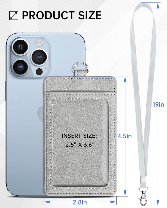 Teskyer Badge Holder with Lanyard, Leather ID Name Badge Card Holder with - Image 7
