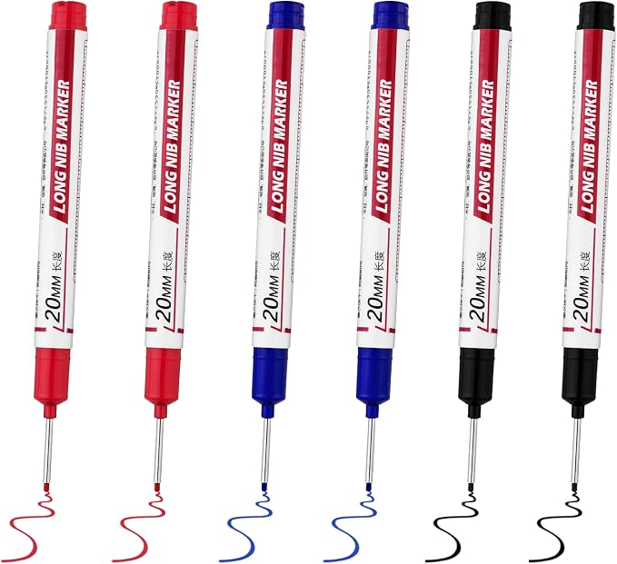 6 PCS Long Head Deep Hole Marker Pens, 20mm Long Nib Marker, Longs Nose Markers by Unknown
