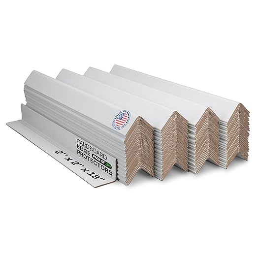 IDL Packaging - CEP-18 Cardboard Edge Protector 2” X 2” X 18”, Pack of 100 – V-Board Reinforced Cardboard Corners for Shipping – White Kraft Cardboard Corners for Packing – Moving Corner Protectors-DeskLoop Office