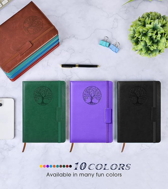 Lined Journal Notebook for Women Men,256 Pages A5 Hardcover Leather Journals for Writing,Travel,Business,Work & School,College Ruled Notebooks for Note Taking,Diary Notepad 5.7"×8.3" purple-DeskLoop Office