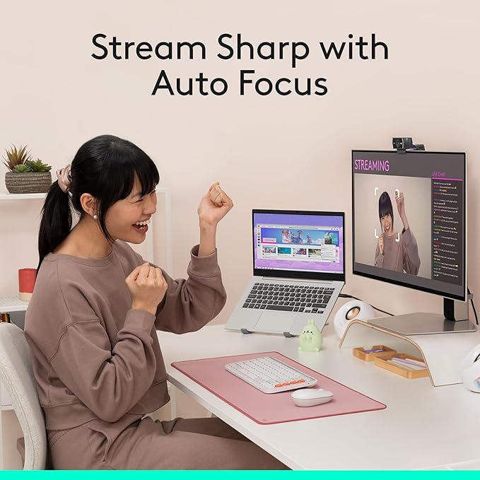 Logitech C922x HD Pro Webcam, Full HD 1080p/60fps Video, Clear Audio, HD Light Correction, PC Camera Webcam, Works with Skype, Zoom, Mac, Tablet - Black
