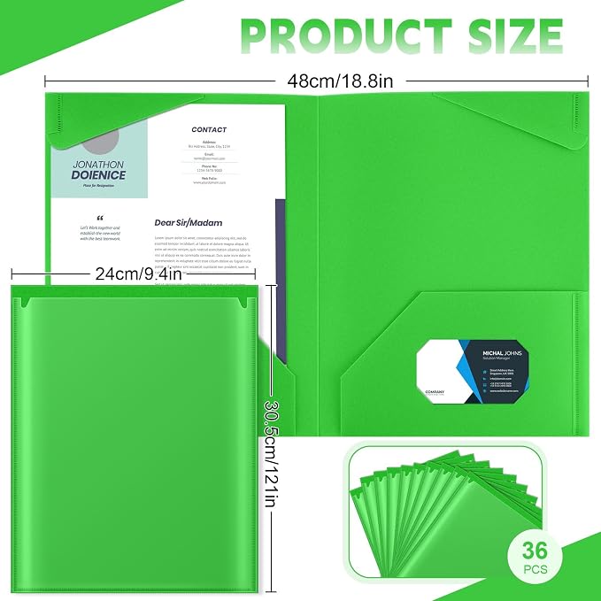 Henoyso 36 Pack Fruit Green Plastic Folders - Image 2
