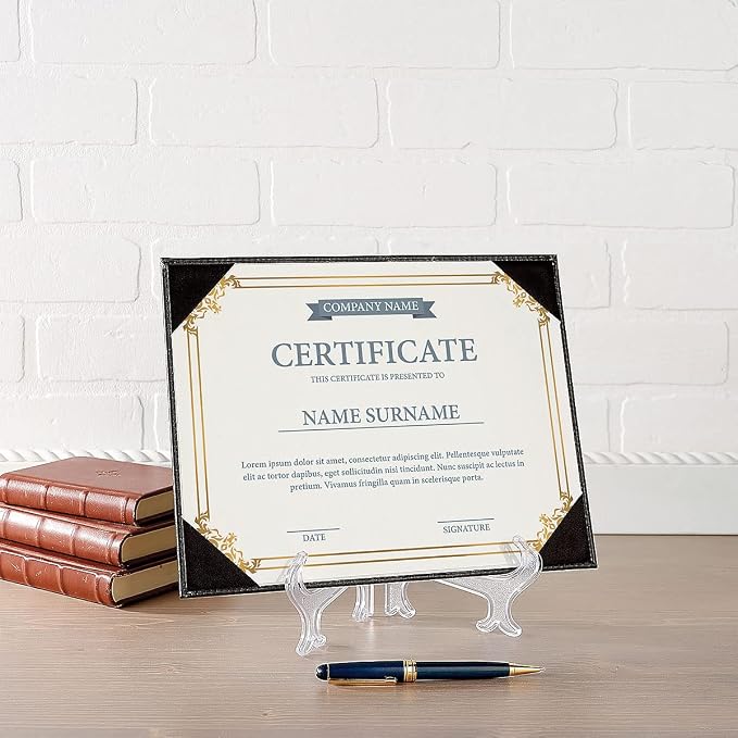 Fine Stationery Black Faux Leather Certificate Holders - Image 3