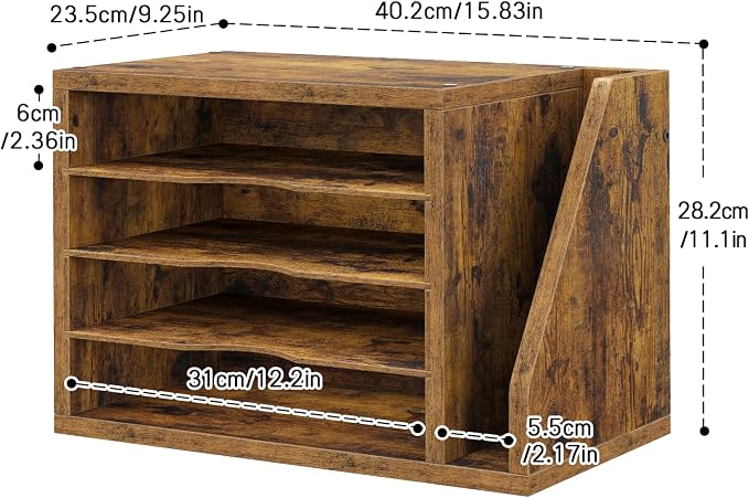Creso hom Mail Sorter, File Organizer Desktop, Wood Desk Organizer - Image 3
