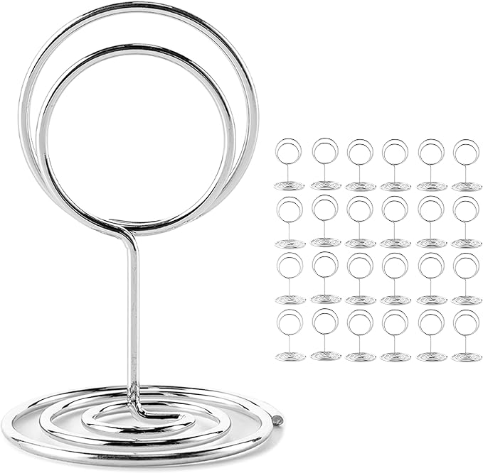 Hoewina 26Pcs Place Card Holder, Table Number Holders, Wire Picture Holder by Hoewina