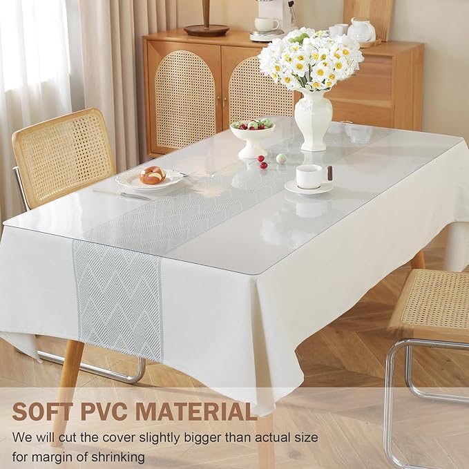 LovePads Clear Table Cover Protector, 28 x 48 Inch 2mm Thick Plastic Table Cover - Image 4