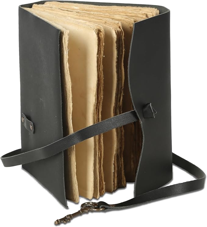 Leather Journal with Deckle Edge Paper 8x6 inch and Vintage Key | Handmade - Image 6