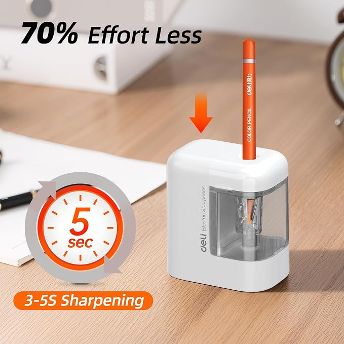 deli Electric Pencil Sharpener, Portable Pencil Sharpener - Image 2