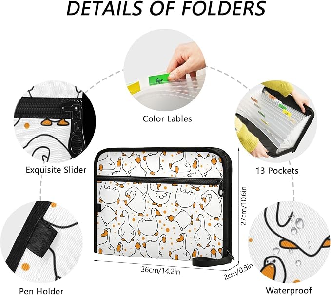 Cartoon Funny Goose White File Folders, Plastic Folders - Image 3