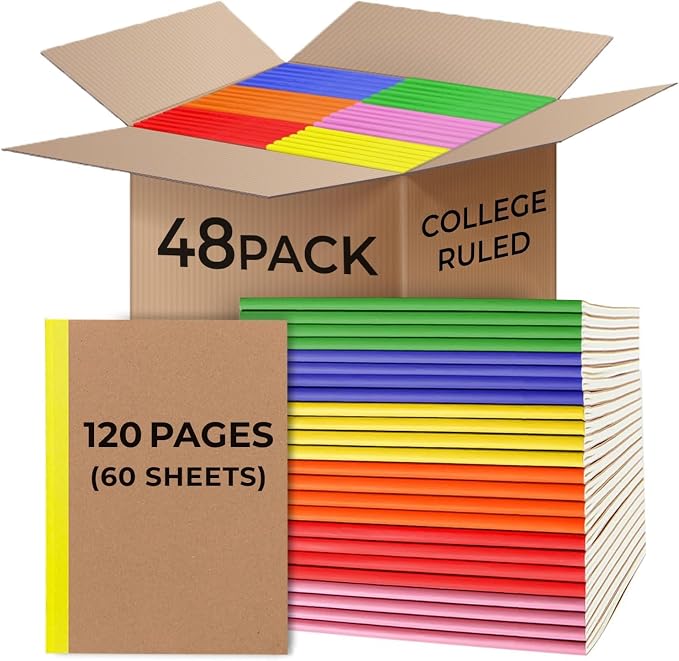 Rosmonde Bulk Kraft Notebook A5, 50 Pack, 120 Pages Extra Thick Notebook by Rosmonde