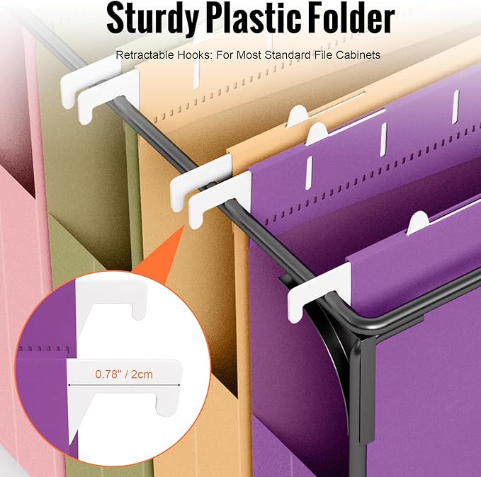 6 Pack Hanging File Folders Letter Size, Plastic Hang Folders, Heavy Duty - Image 3