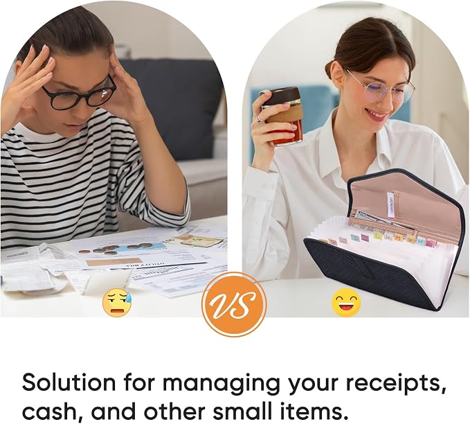 Fabric Bill Organizer with Pockets 10x6 Receipt Organizer - Image 7