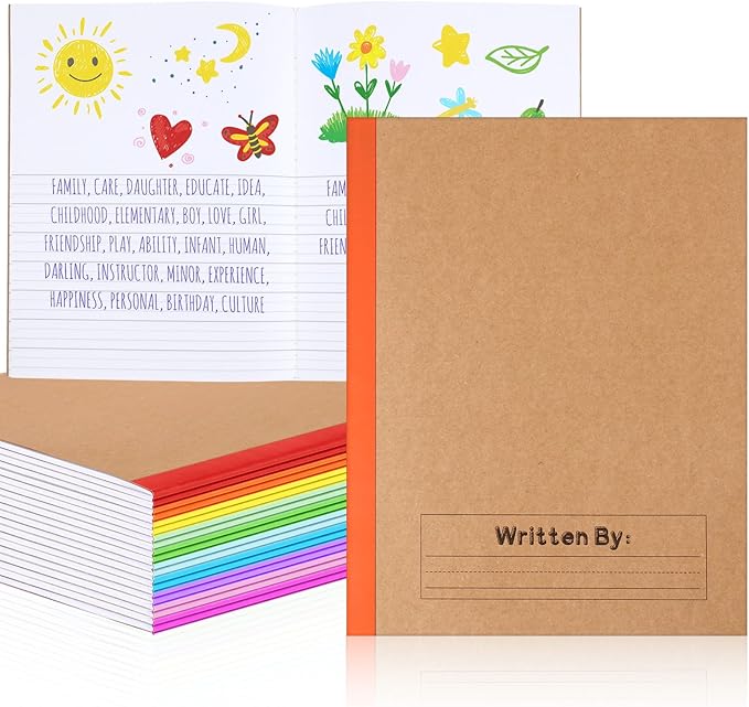 Henoyso 20 Pcs Primary Composition Notebook 9 3/4 x 7 1/2 Inch Kids Journal, Back to School Supplies, K-2 Primary Writing Notebook for Kids Student Draw and Write Story Journal (Classic Color)-DeskLoop Office