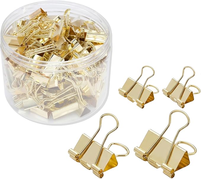 100 Pcs Rose Gold Binder Clips, Metal Paper Clamps by Unknown