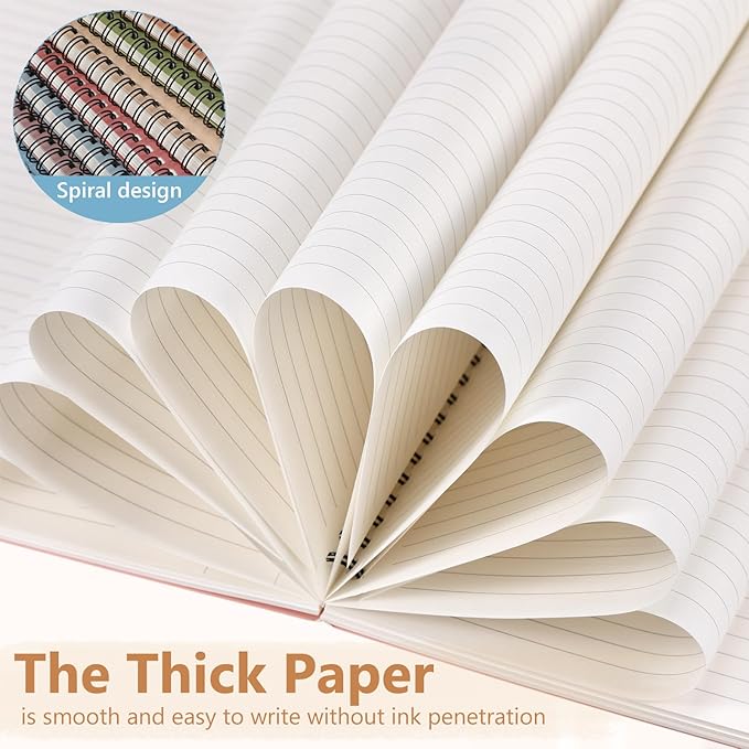 Fuutreo 12 Pcs Spiral Notebook for Work A5 8.3 x 5.7 Inch College Ruled Spiral Journal Notebook Kraft Cover Ruled Paper, 12 Color, 60 Sheets, 120 Pages for Office School(Earthy Color)-DeskLoop Office