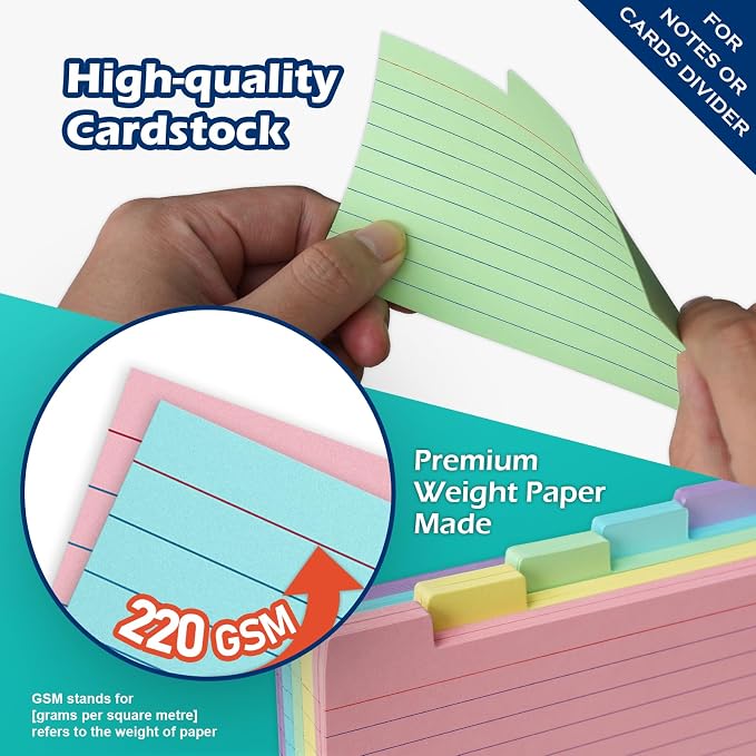 100 Pack Tabbed Index Cards 4x6 Lined Index Card Dividers - Image 3