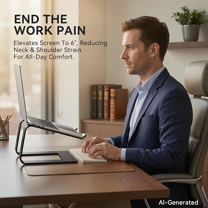 SOUNDANCE Laptop Stand, Aluminum Computer Riser, Ergonomic Laptops Elevator - Image 3