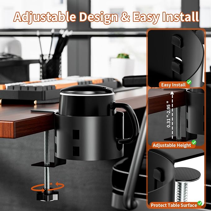 2 Pack Large Desk Cup Holder, OOKUU Anti-Spill Cup Holder - Image 4