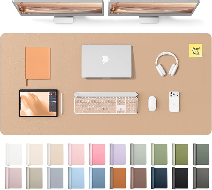 YSAGi Leather Desk Pad Protector, Office Desk Mat, Large Mouse Pad, Non-Slip PU by YSAGi