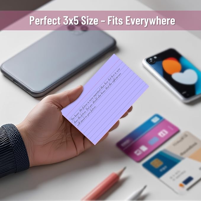 250 Count Index Cards 3x5 Inch Colored Ruled Lined Heavyweight Flash Cards - Image 4