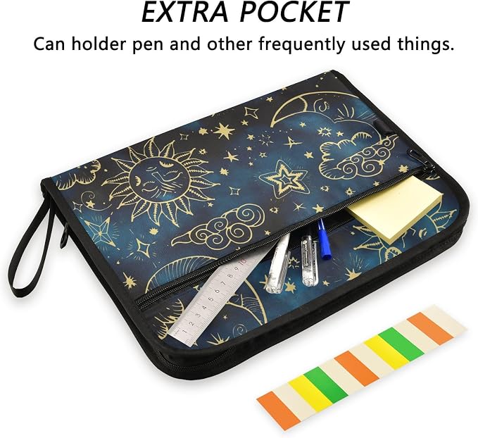 Expanding File Folder Sun Moon Boho Cosmos Astrology Accordion File Organizer - Image 6