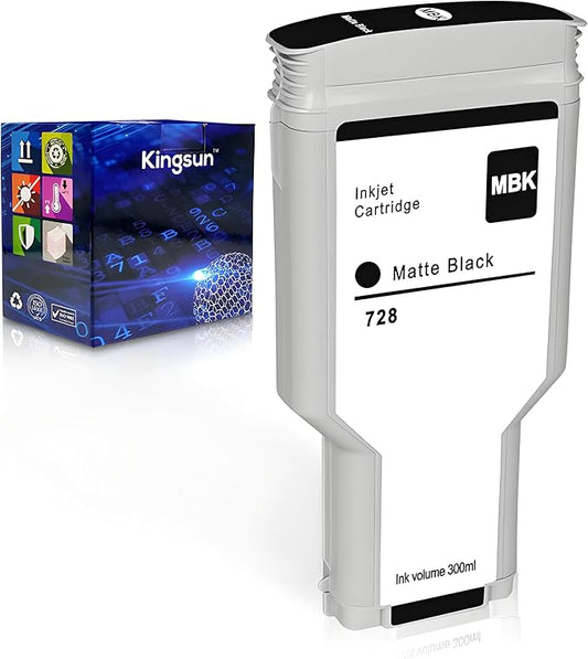 HP 728 Ink Cartridge 300ml (F9J68A) 728 Compatible with DesignJet T730 T830 MFP Large Format Plotter Printers (1-Pack, Matte Black)