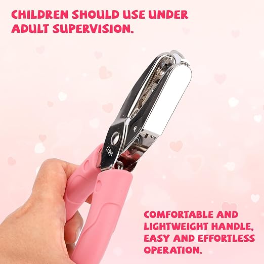 AIEX Heart-Shape Hole Punch, 5.5mm/0.22in Pink Handle Single Hole Paper Punchers - Image 4