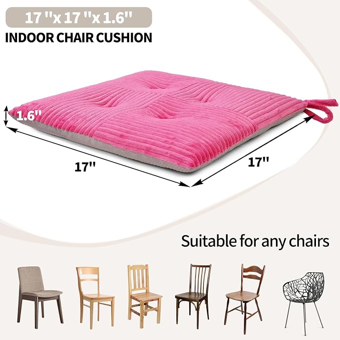 Office Stacking Chair Cushions 4 Pack, Corduroy High Density Foam Kitchen Seat - Image 4