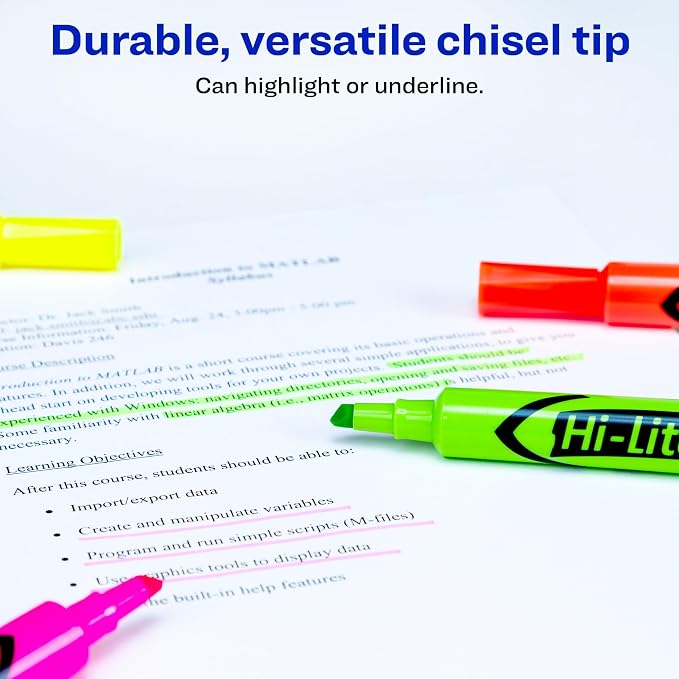 Avery Hi-Liter Desk-Style Highlighters, Smear Safe Ink, Chisel Tip, 4 Assorted - Image 3