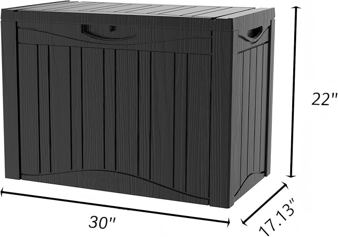 45 Gallon Outdoor Storage Box Waterproof Lockable Resin Deck Box Large, Patio Storage Bin for Pool Accessories Cushion Furniture, Garden Tools, UV-Resistant Outside Delivery Black-DeskLoop Office