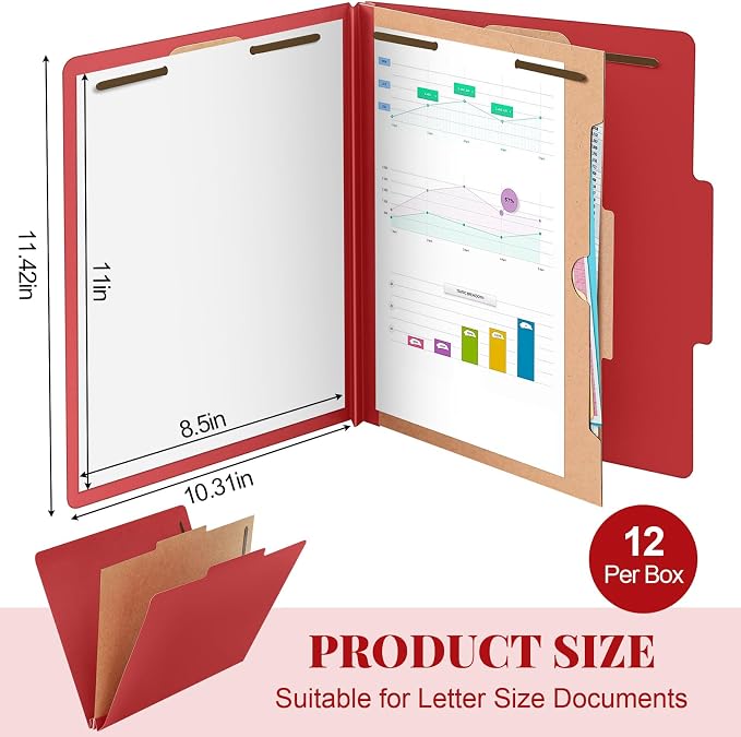 Skyygemm 12 Pcs Classification Folders 3 Pocket Dividers Letter Size Employee - Image 2