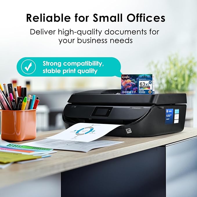 63XL Ink Cartridges Replacement for HP Ink 63 XL (2 Black and 1 Color Combo 3-Pack) for HP63 HP63XL 3830 4650 4520 4512 4510 4652 4655 5200 5255 5252 5258 3630 3632 2132 1112 2130 Printer-DeskLoop Office