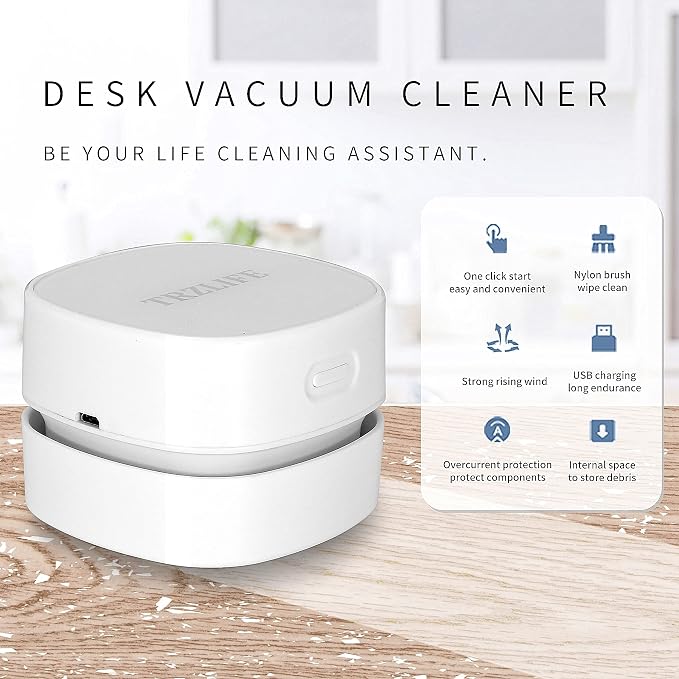 TRZLIFE Desk Vacuum Cleaner, Upgraded Mini Desktop Vacuum AA Battery More - Image 8