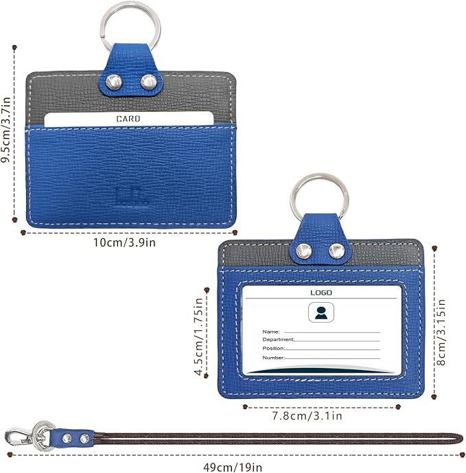 Badge Holder: Boshiho Cowhide Leather ID Badge Card Holder - Image 4