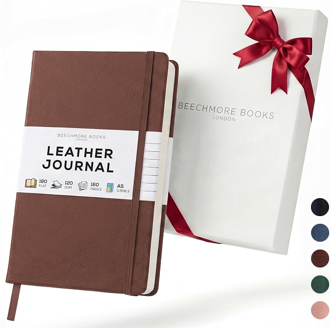 BEECHMORE BOOKS Premium Lined Leather Journal by BeechmoreBooks