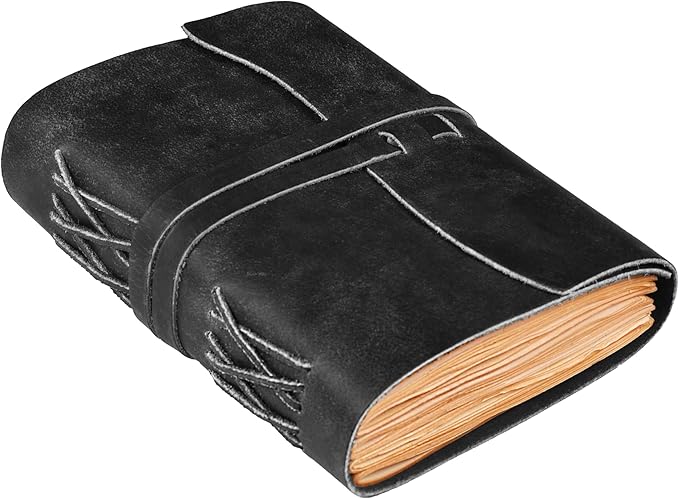 LEATHER VILLAGE Leather Bound Journal - Black, 11.5"X8.50", 220 Pages - Vintage Blank Paper Diary for Writing, Drawing, Sketchbook, and Travel Notebook - Ideal for Women and Men-DeskLoop Office