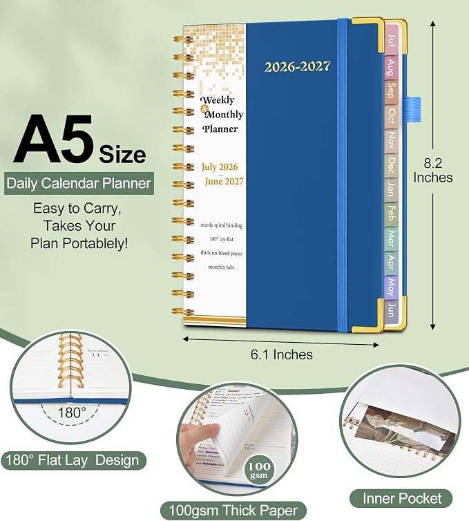 A5 Academic Planner 2026-2027, Weekly and Monthly Planner from July 2026 - Image 5
