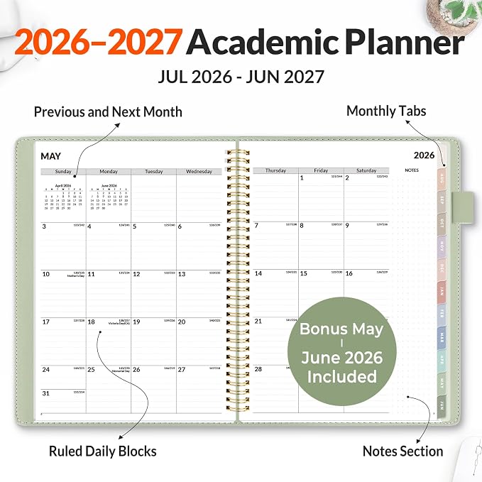 SUNEE 2026-2027 Weekly & Monthly Planner 9"x11.2" - Image 2