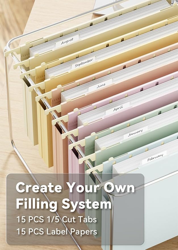 Ansook Plastic Hanging File Folders, Letter Size Hanging Folders - Image 4