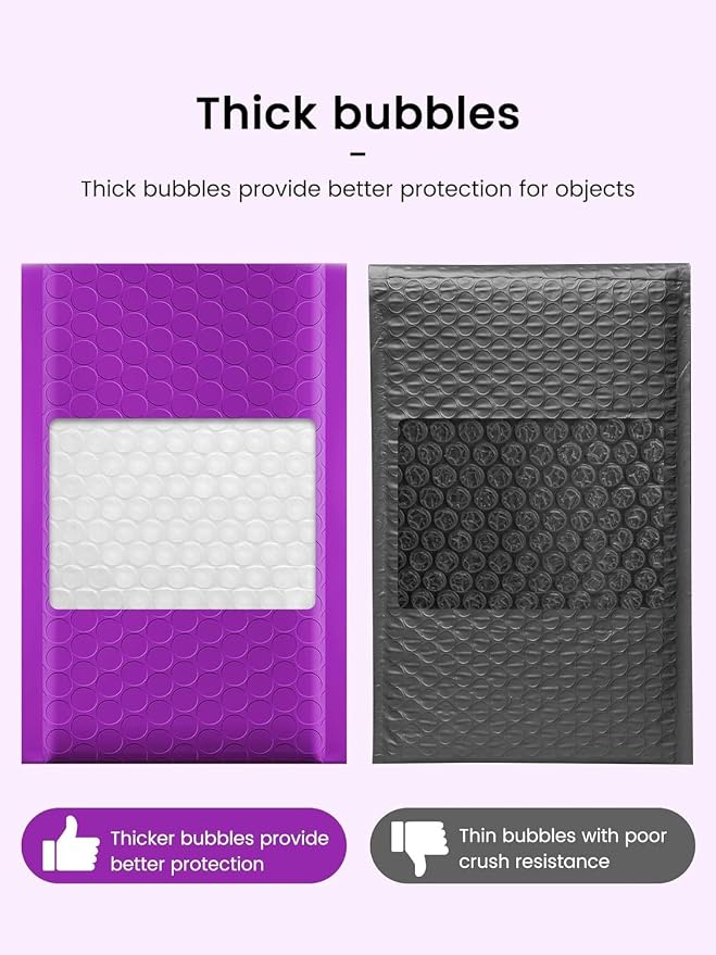 GSSUSA Purple Bubble Mailers 6X10 Inches 500 Pack, Padded Poly Bubble Mailer - Image 6