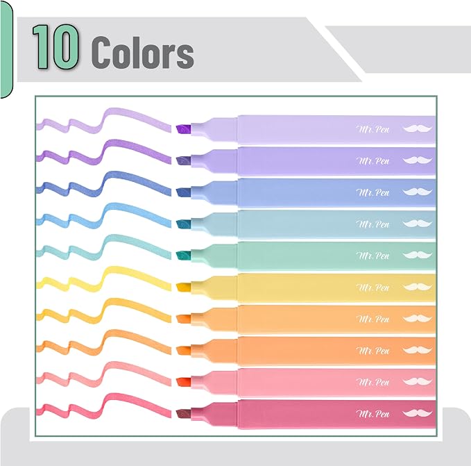 Mr. Pen- Aesthetic Highlighters No Bleed, 10 Pack, Cute Highlighters Assorted - Image 2