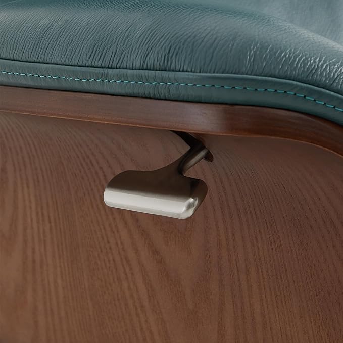 CHITA Genuine Leather Reclining Swivel Chair with Adjustable Headrest and Ottoman for Living Room, Teal-DeskLoop Office